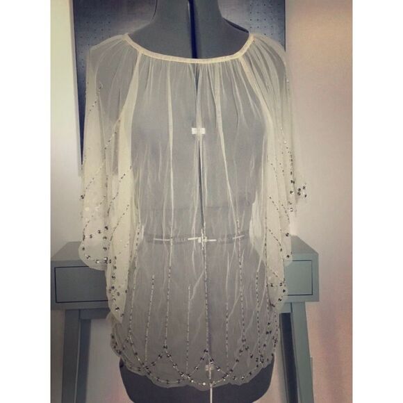 Hazel Designer Women’s XS Sequin Mesh Top - Picture 1 of 6